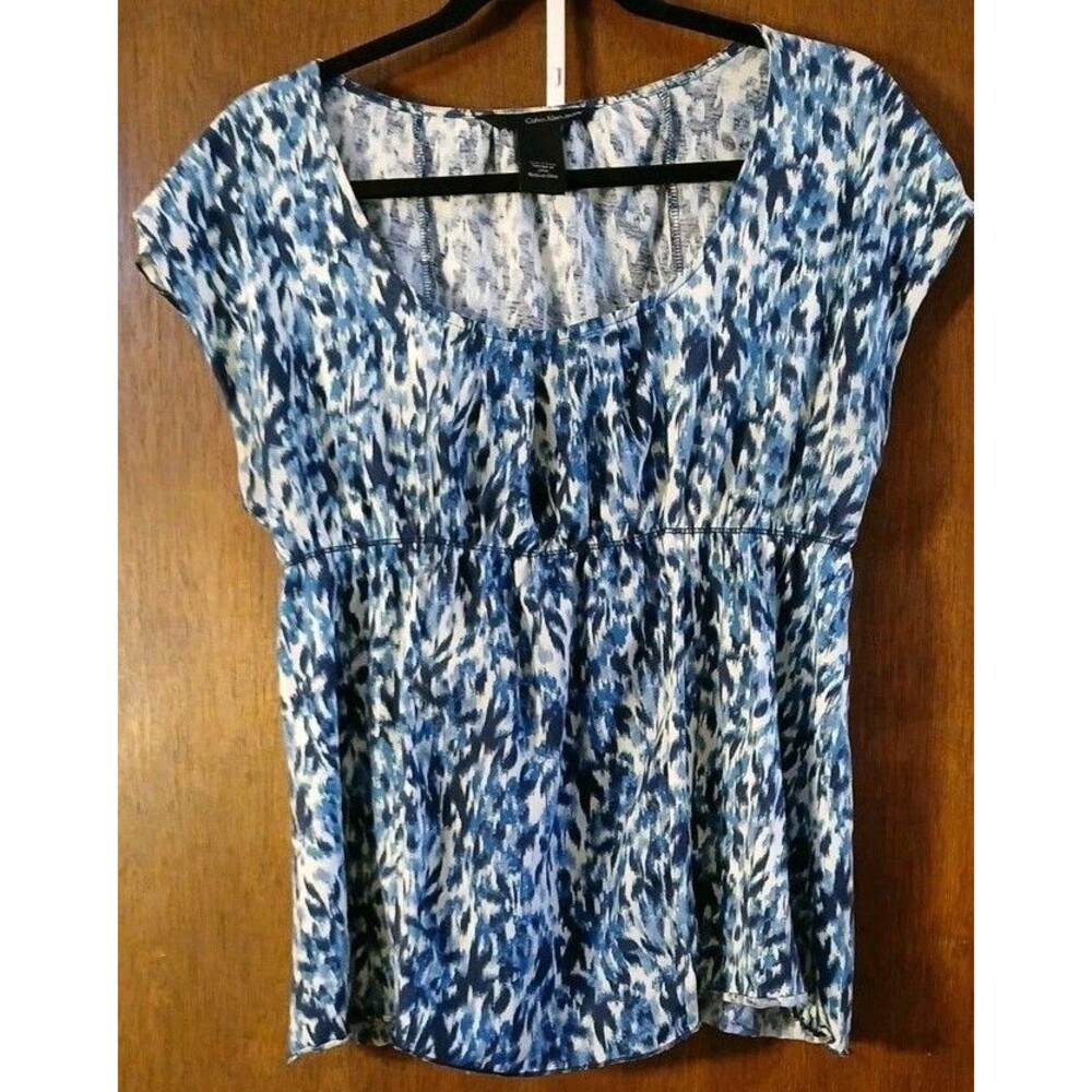 Calvin Klein Jeans Blues/White Elasticity Sleeveless Tank Top Womens Large
